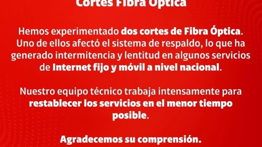 Claro enfrenta doble falla en fibra óptica que afecta servicios digitales